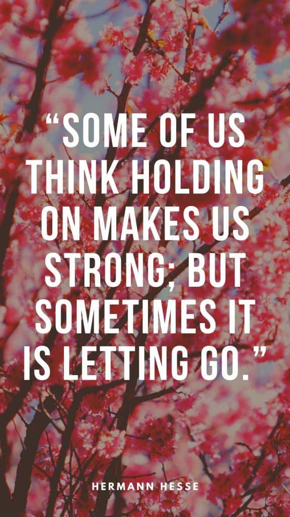 “Some of us think holding on makes us strong; but sometimes it is letting go.” Hermann Hesse