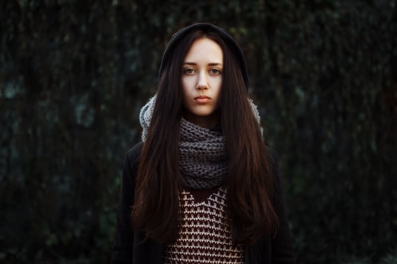 disappointed woman with long hair