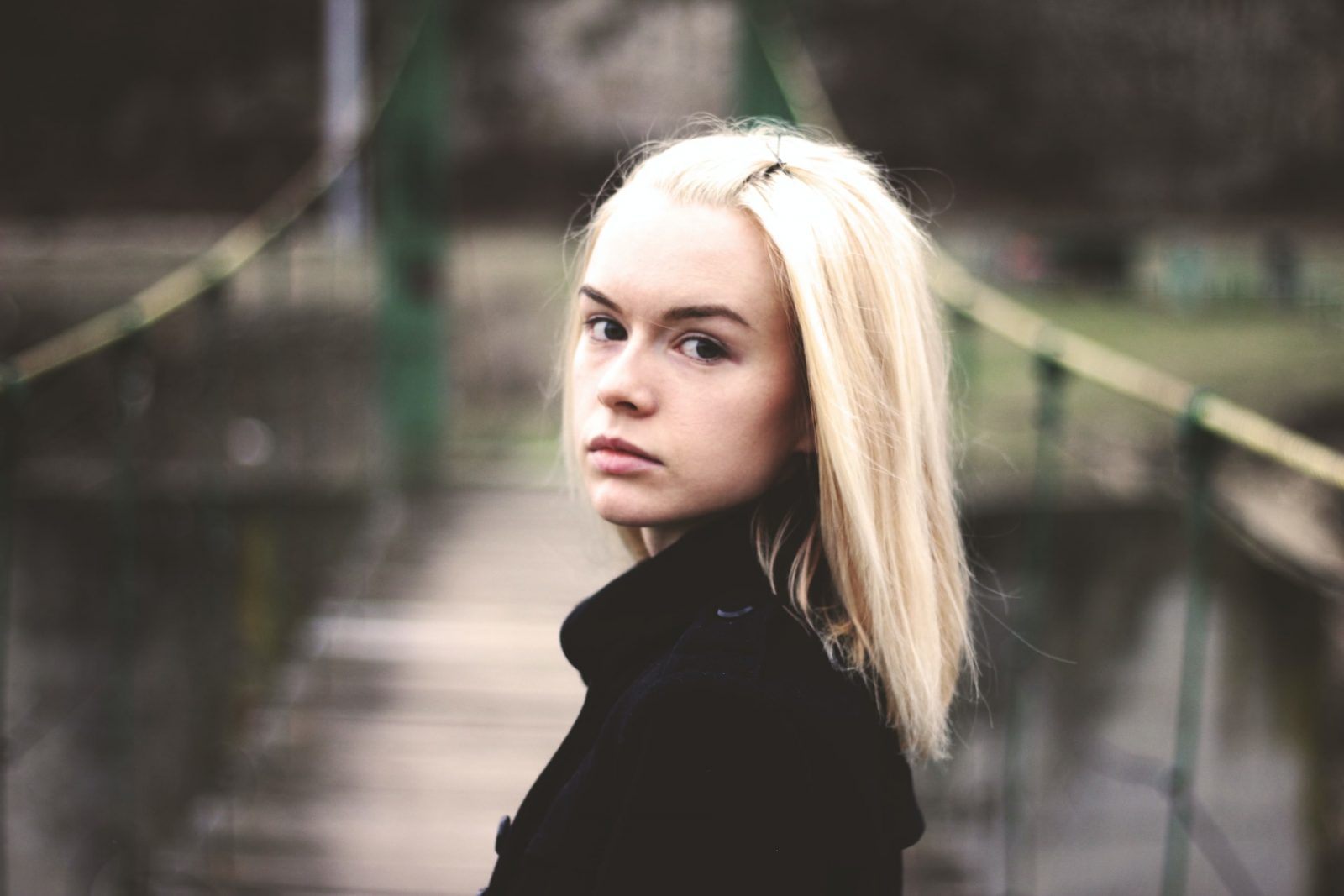 blonde pensive woman