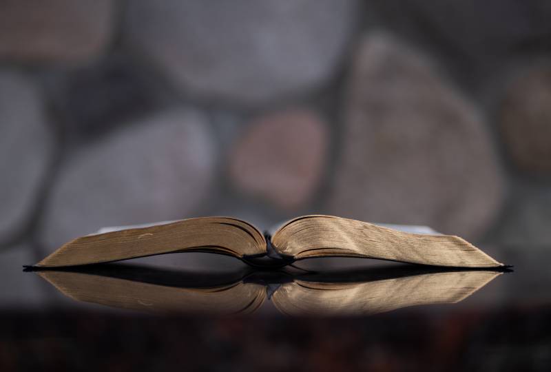 open bible book on table