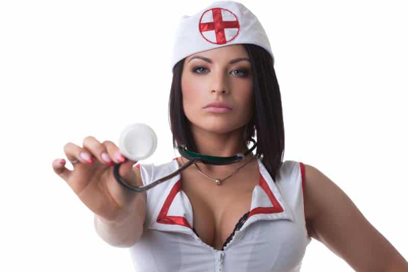 portrait of sexy nurse with stethoscope