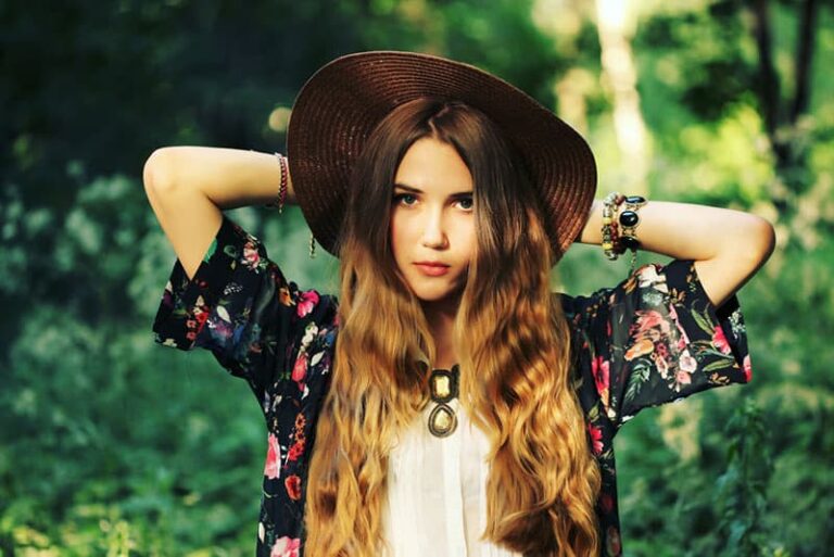 modern hippie woman posing