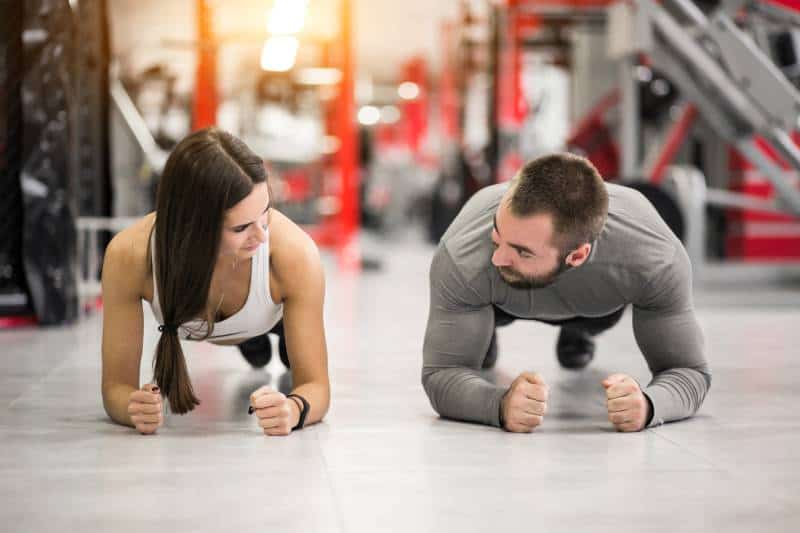 Couple training in the gym