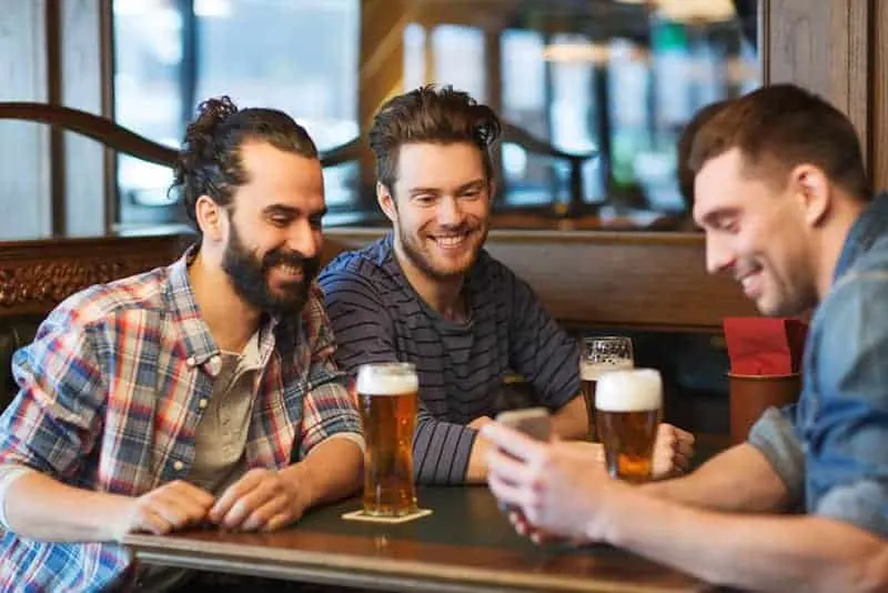 group of male friends in pub
