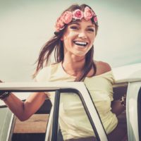 hippie woman smiling
