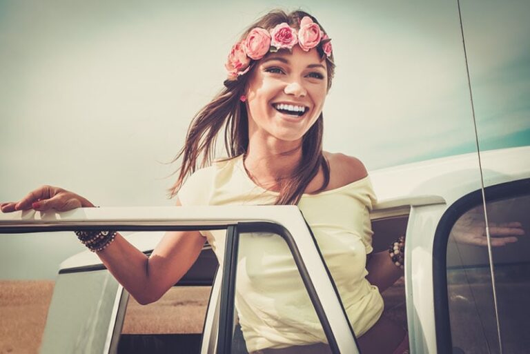 hippie woman smiling