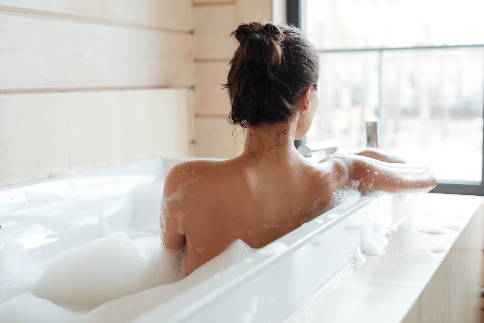 woman taking bath