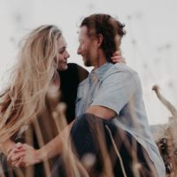 couple in love sitting in nature