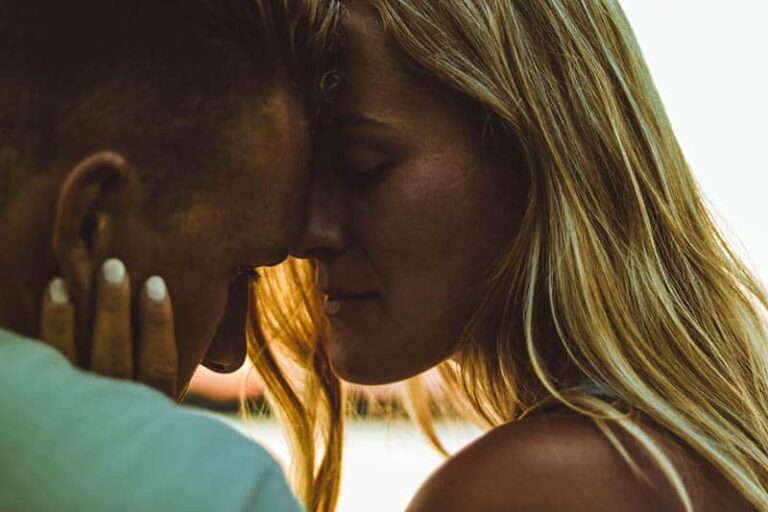 a man and a woman embracing