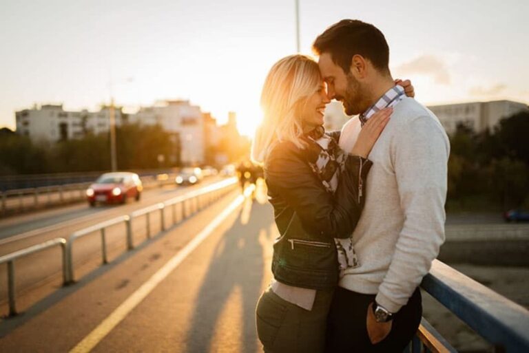 a man and a woman embracing