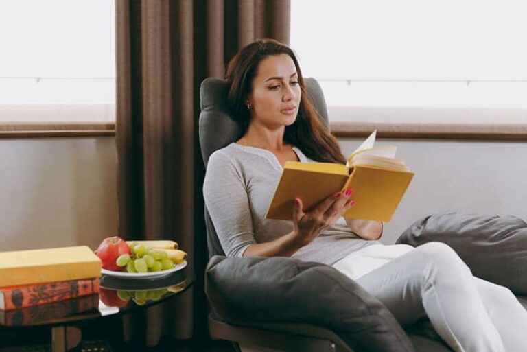 attractive woman reading a book