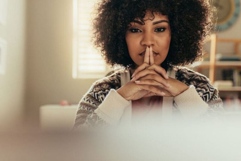 beautiful afro-american woman in deep thoughts