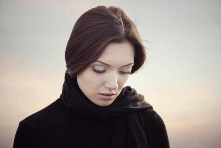 sad lady looking down