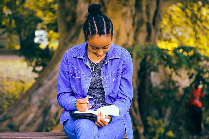 woman writing something