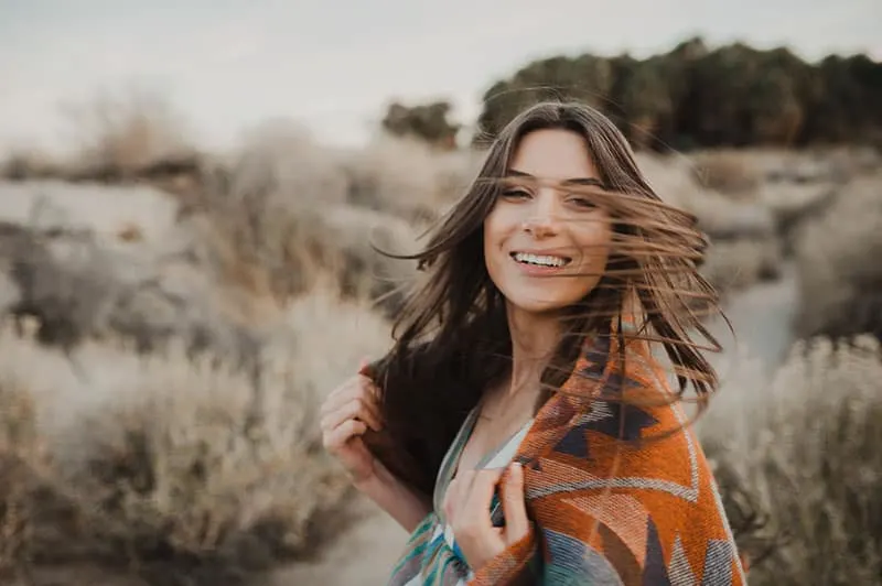 happy boho woman smiling