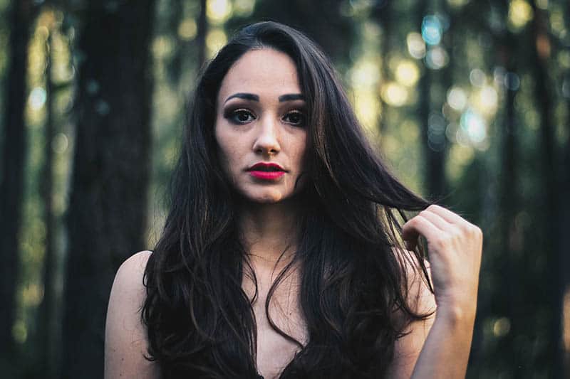 portrait of woman with red lipstick