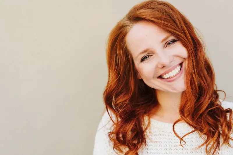 happy red haired woman