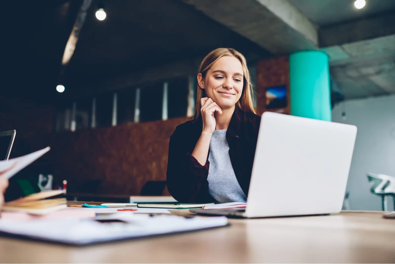 woman at office working