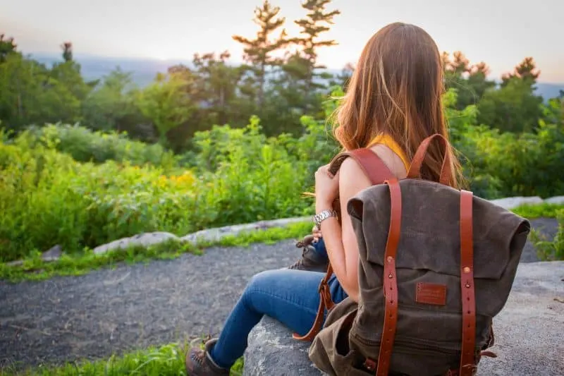 woman with backpack