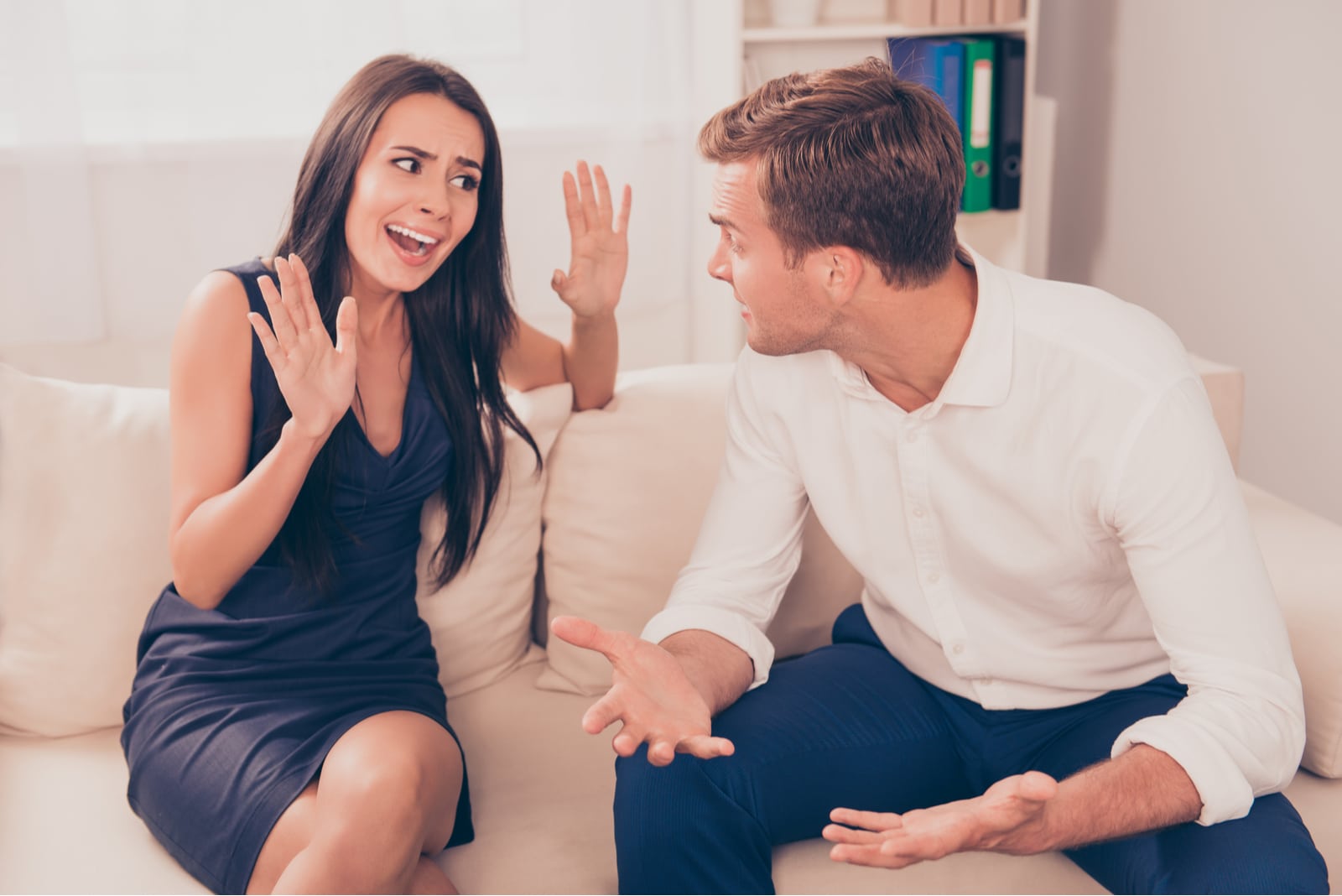 Two young lovers quarreling because of disagreements