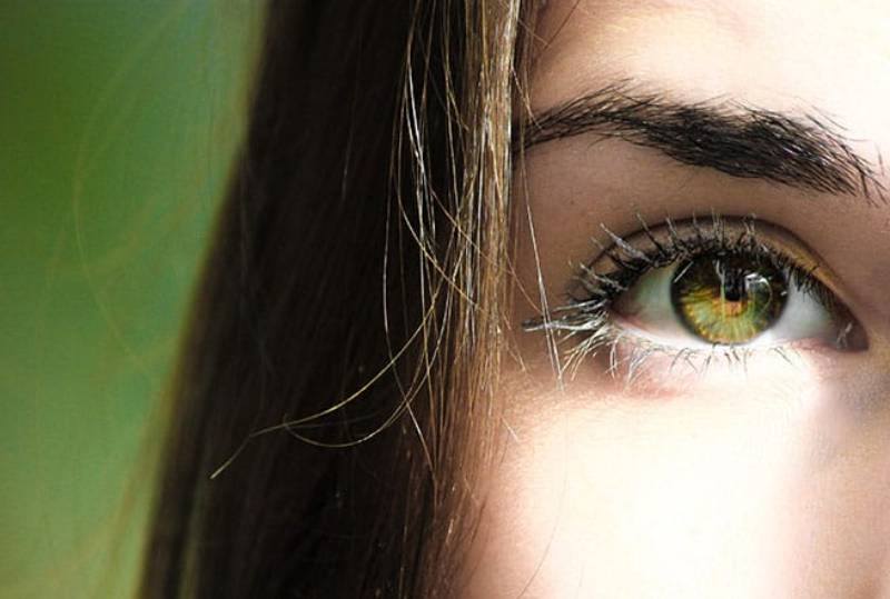 close up photo of woman's green eye