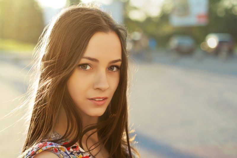 young brunette woman with straight hair