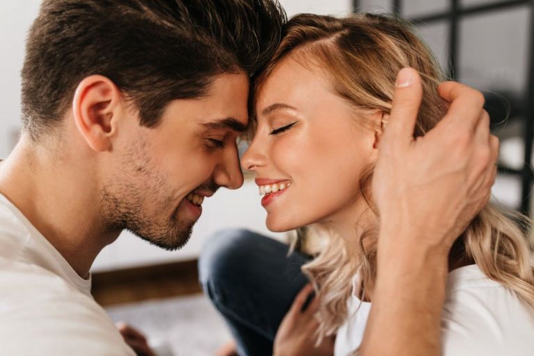 beautiful couple cuddling