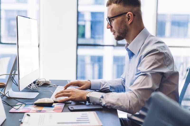 man working in office