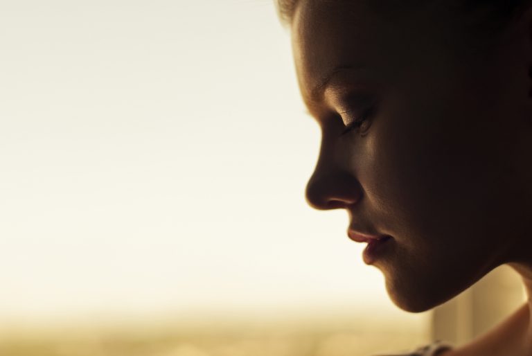 side view of sad woman