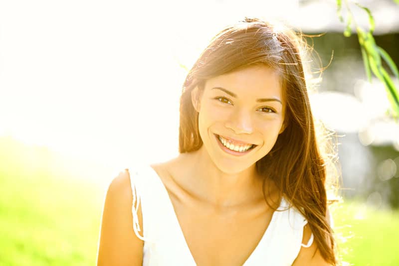 portrait of a happy asian woman smiling