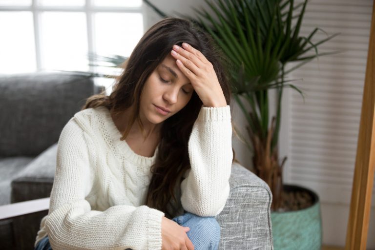 frustrated tired young woman