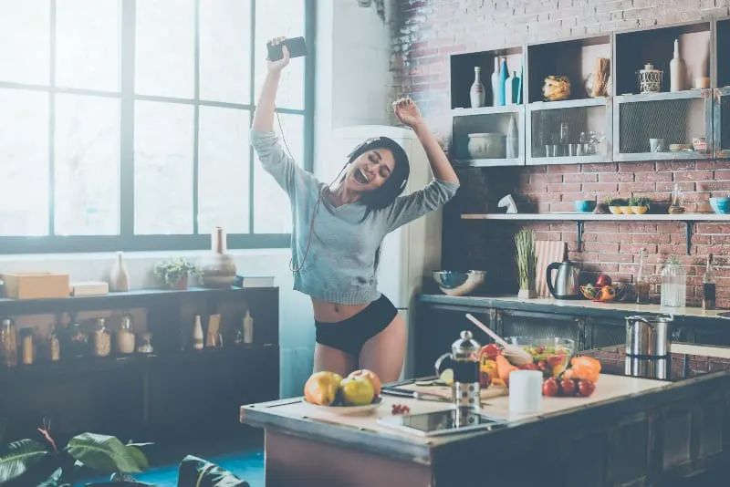 woman enjoys new day