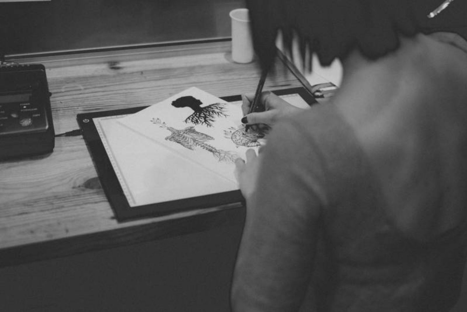 mujer pintando en casa