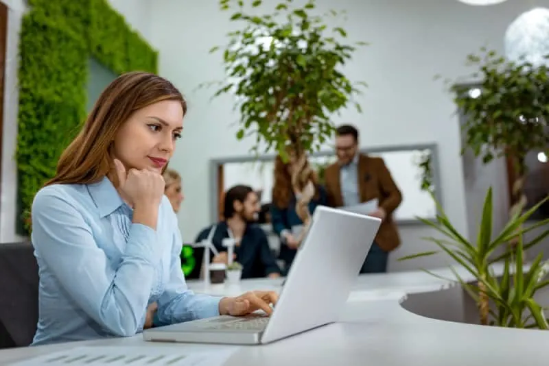 young woman working at office