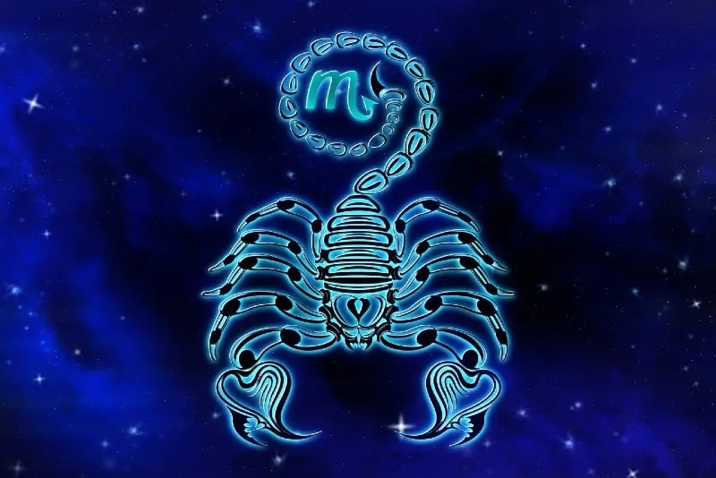scorpio horoscope sign on blue background