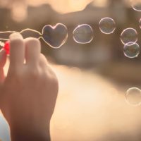 Heart shaped soap bubbles