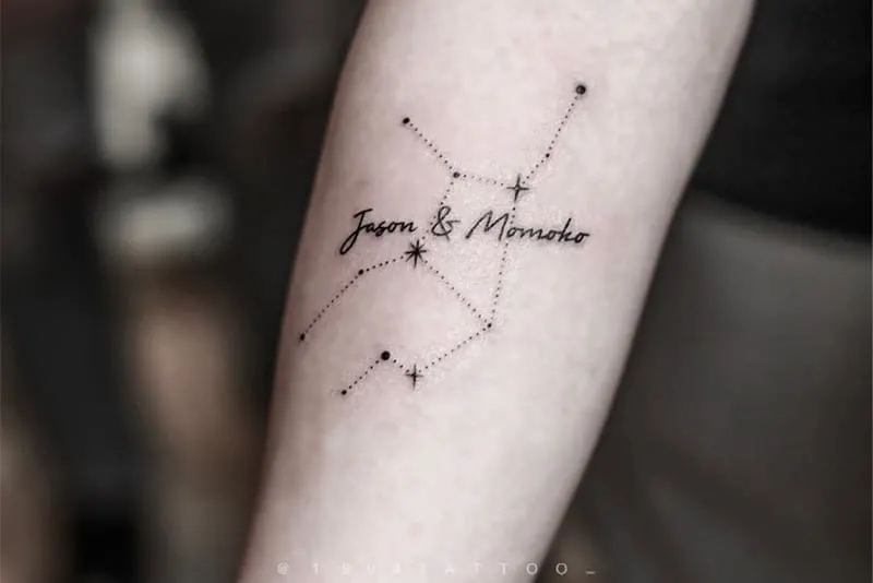 a Virgo constellation tattoo with names