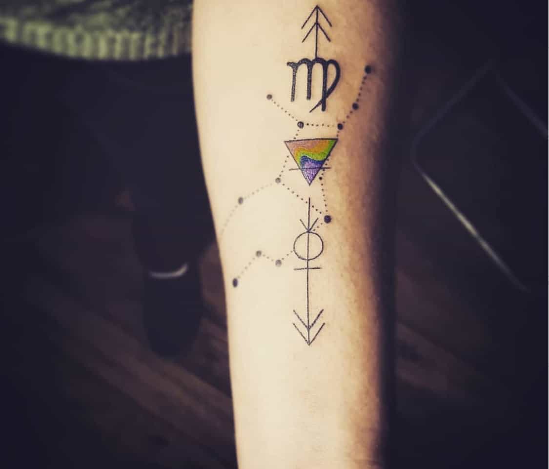 a combination of different symbols on the arm