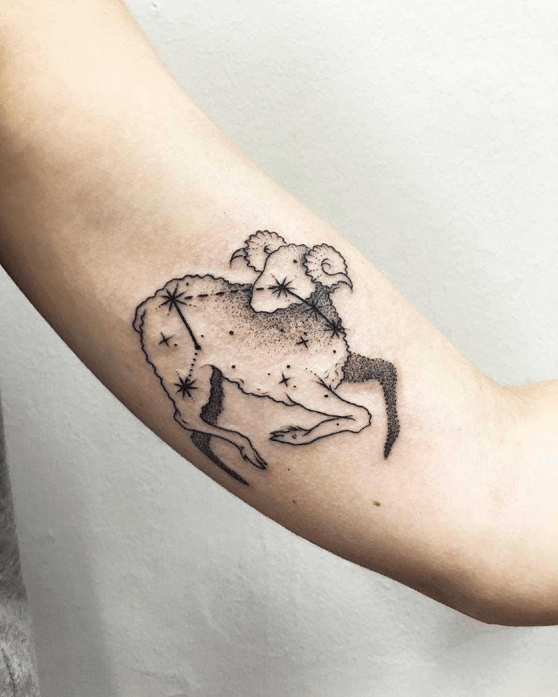 Aries constellation ram tattoo on arm