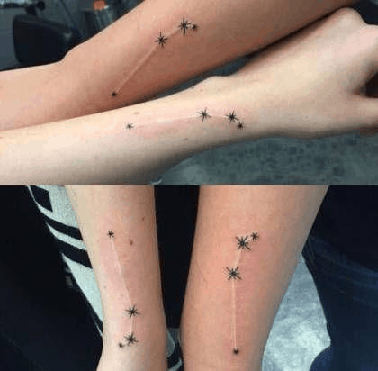 Aries horoscope constellation tattoo on arm