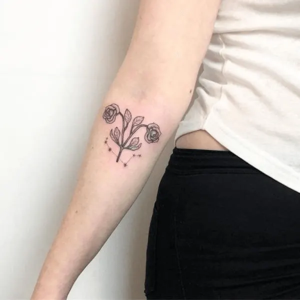 Aries zodiac constellation flower tattoo