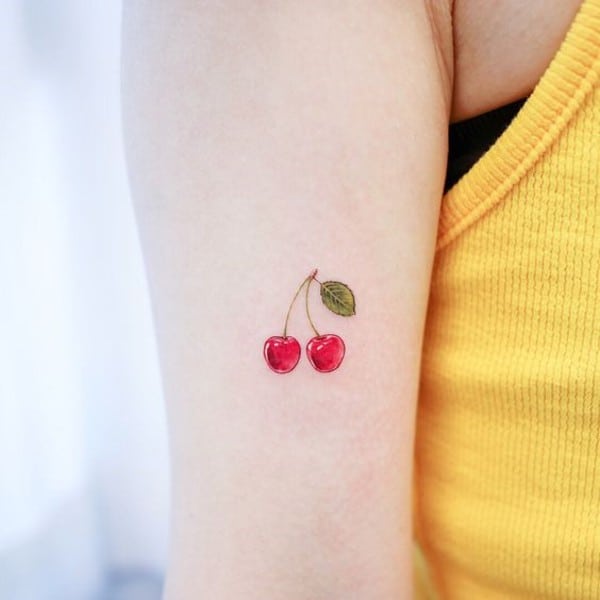 Cute Cherry Tattoo For Girls