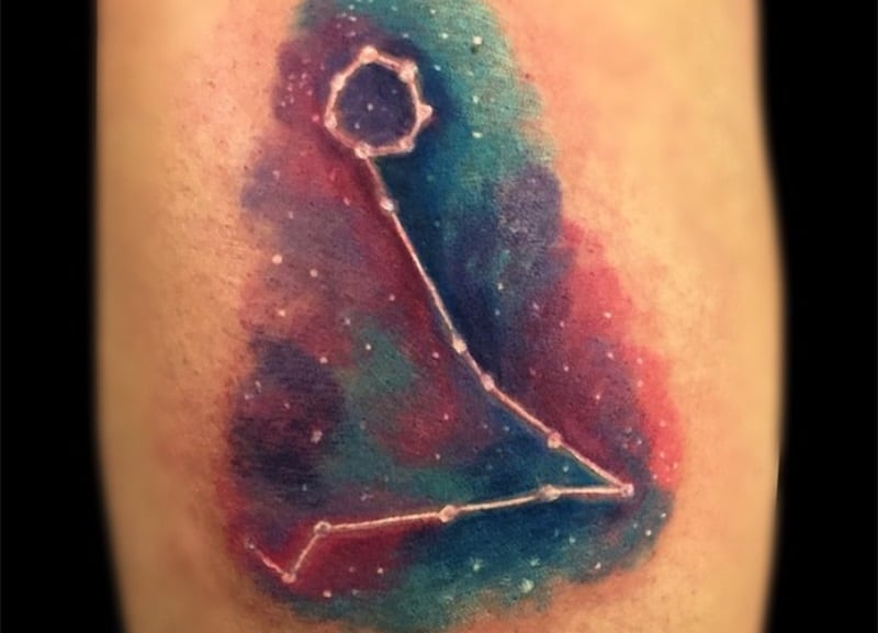 colorful cosmic constellation pisces tattoo