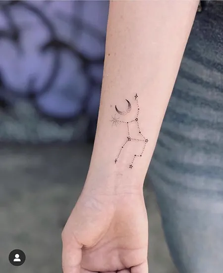 dotwork Virgo constellation tattoo on the wrist