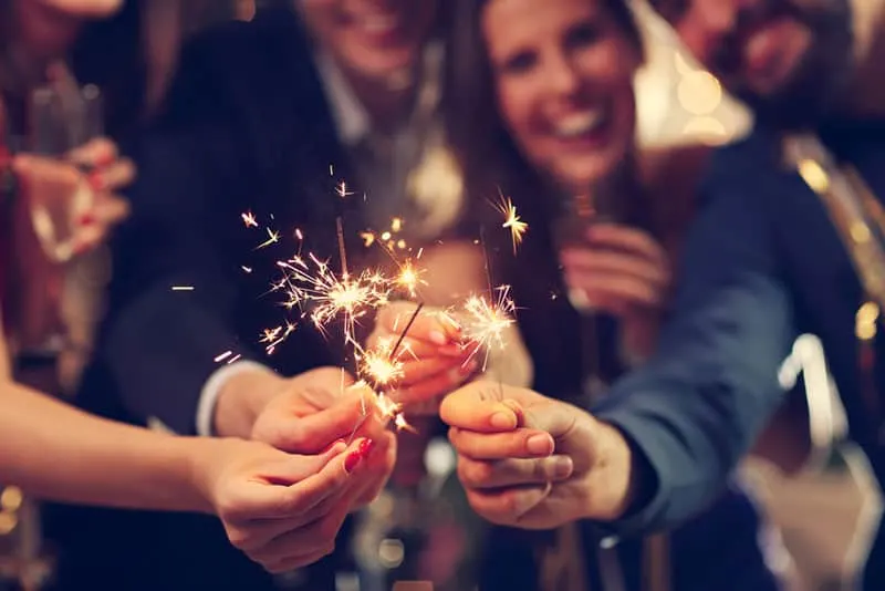 friends having fun on birthday party
