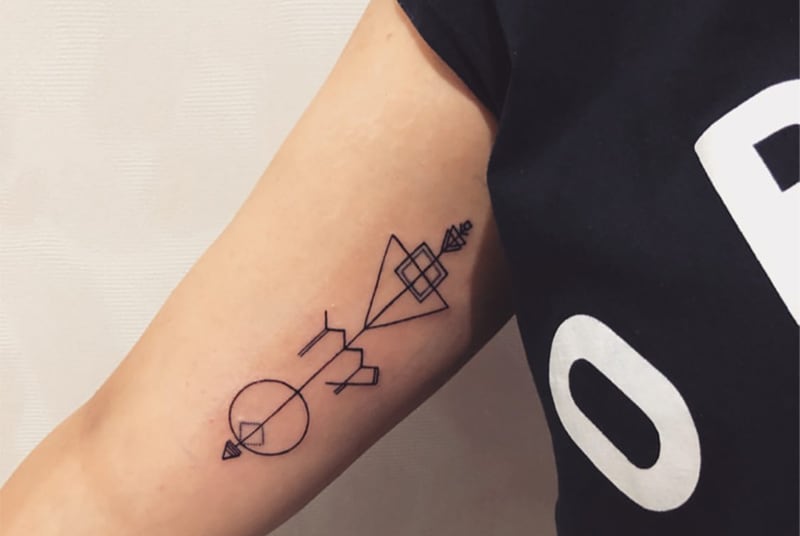 geometrical design tattoo for inside of the arm