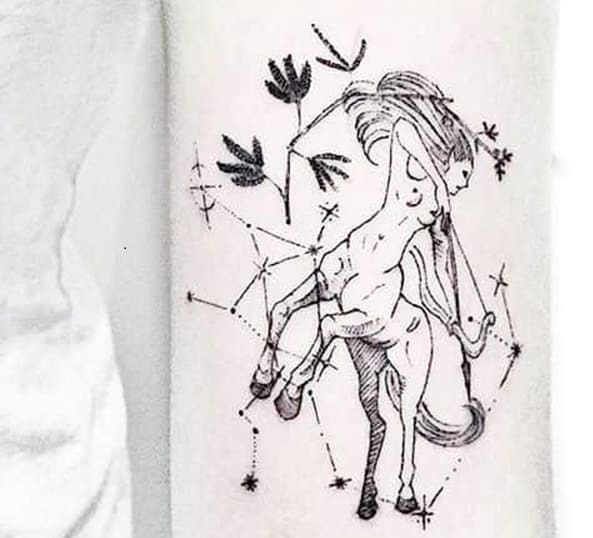 half horse half human tattoo with sagittarius constellation