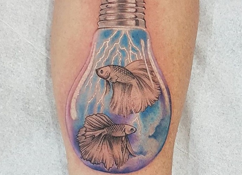 light bulb pisces tattoo in color