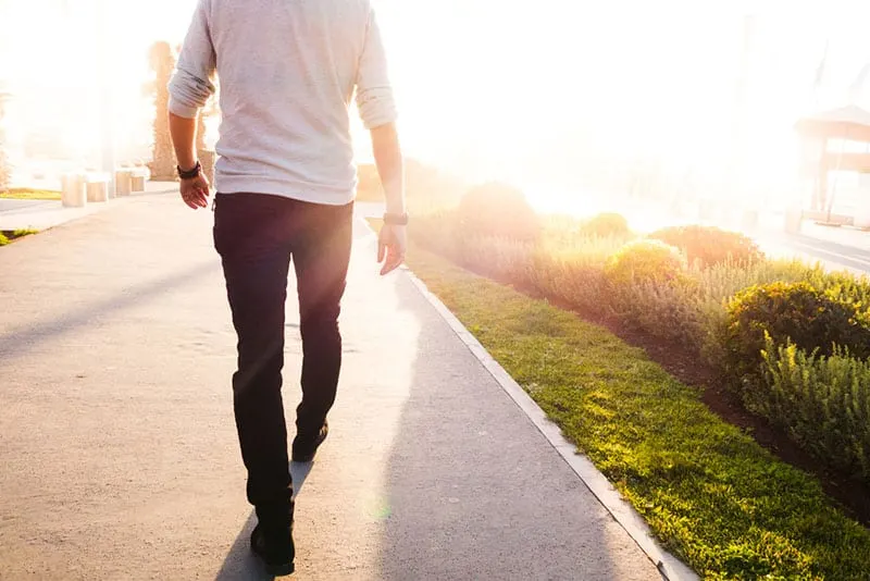 man walking away