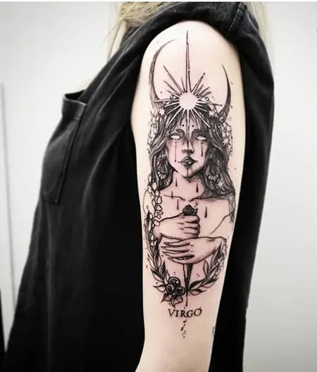 mysterious Virgo tattoo on the arm